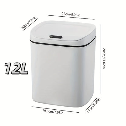 Motion-Activated Touchless Trash Can with Lid – Smart Sensor Waste Bin for Kitchen, Bathroom, Office & Home, Minimalist Rectangular Design, Battery Powered, 3-4 Gallon