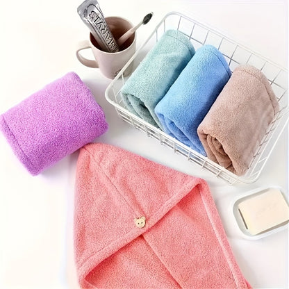 Microfiber Hair Towels 5 Pack - Quick Dry Super Absorbent Coral Fleece Hair Wrap Towel Set, Soft Lightweight Bathroom Hair Drying Towels, Random Color
