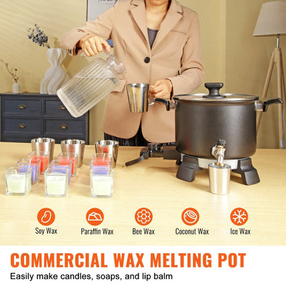Wax Melter for Candle Making 5.5L Large Electric Wax Melting Pot with Easy Pour Spout, 1200W Fast Heating, 4-Level Temperature Control, 100pcs Wicks for Candle Soap Cream Lip Balm Bulk Production
