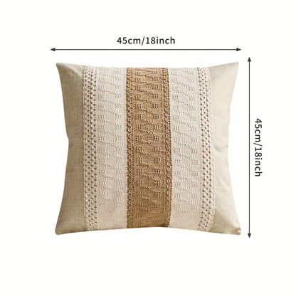 Throw Pillow Covers 2 Pack Boho Geometric Brown Beige 18x18 – Bohemian Decorative Pillow Cases with Zipper Closure – Soft Polyester Cushion Covers for Sofa Couch Bedroom Living Room Boho Home Decor