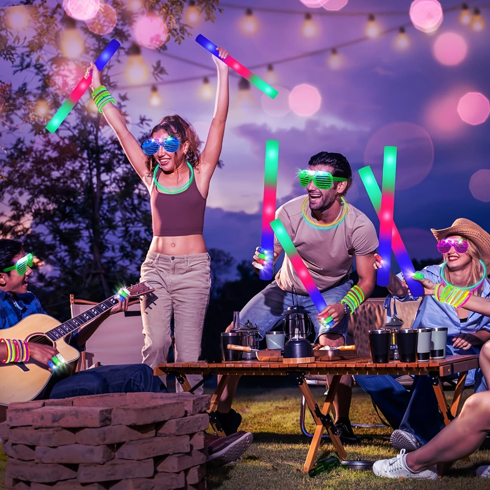 LED Glow Sticks Party Set – Foam Glow Sticks with 3 Light Modes, Glow Glasses, Headbands & Finger Lights for Rave, Wedding, Birthday, Concert, Halloween, Christmas & New Year Party Supplies, 11/36/52pcs