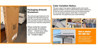 Window Awning Door Canopy Polycarbonate Overhang – UPF 50+ UV & Rain Protection, Leak-Proof Hollow Sheet, Weather-Resistant Outdoor Patio Awning for Doorways, Windows, Storefronts – Multiple Sizes & Colors