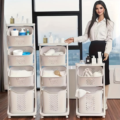 Rolling Laundry Hamper Cart with Wheels Multi-Tier | Large Capacity Laundry Basket with Removable Baskets | Wheeled Laundry Organizer for Laundry Room Bathroom Bedroom