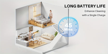 Cordless Stick Vacuum Cleaner 56-68Kpa – Lightweight 8-in-1 Handheld Vacuum with Rechargeable Battery, 45 Min Runtime for Hard Floors, Carpets & Pet Hair
