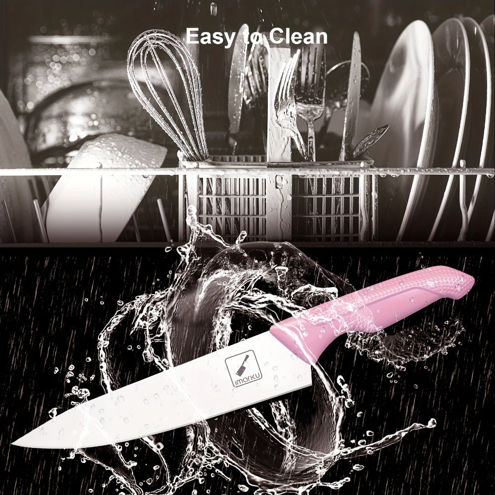 Knife Block Set 14 Piece Pink – Japanese Stainless Steel Kitchen Knife Set with Built-in Sharpener, Non-Slip Ergonomic Handles, Dishwasher Safe, Perfect Holiday & Housewarming Gift for Women