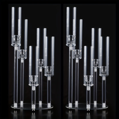 Acrylic Candelabra Candle Holder – Clear Crystal 5-Arm & 6-Arm Taper Candlestick Holders for Wedding Centerpiece, Dining Table, Party & Anniversary Decor