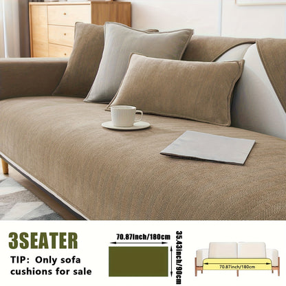 Chenille Ribbed Sofa Cover - Pet Friendly Non-Slip Machine Washable Soft Stretch Slipcover for 1-4 Seater Sectional Sofa Living Room Bedroom Office, 9 Colors