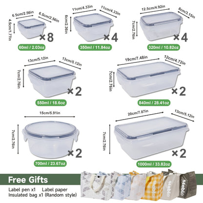 Food Storage Containers Set with Lids 48-Piece | Leak-Proof Stackable Plastic Meal Prep Containers for Kitchen Pantry Refrigerator Freezer Microwave Safe with Labels