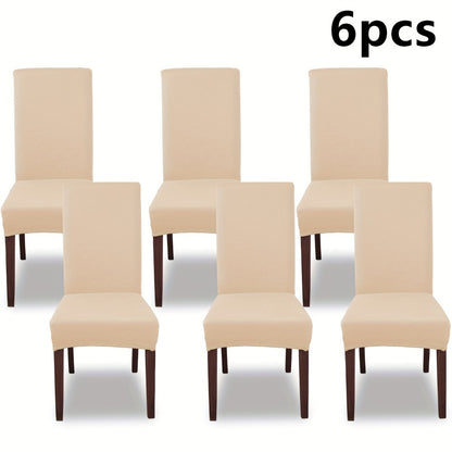 Silky Fiber Elastic Dining Chair Covers Set | Stretch Milk Fiber Slipcover, All-in-One Furniture Protector for Kitchen Wedding Office Hotel Living Room, 4pcs or 6pcs, 8 Colors