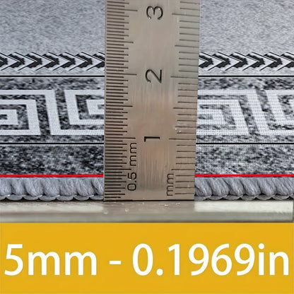 Persian Boho Area Rug - Luxury Crystal Velvet 850GSM Floral Pattern | Non-Slip Machine Washable 100% Polyester Carpet | Grey Black Marble Effect Living Room & Bedroom Rug for High Traffic Areas