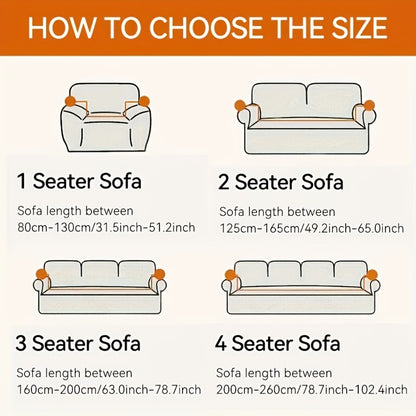 Polar Fleece Sofa Cover Modern Jacquard Elastic Slip-Resistant All Season Furniture Protector for Living Room Office Bedroom - 1 2 3 4 Seater with Free Matching Pillowcase