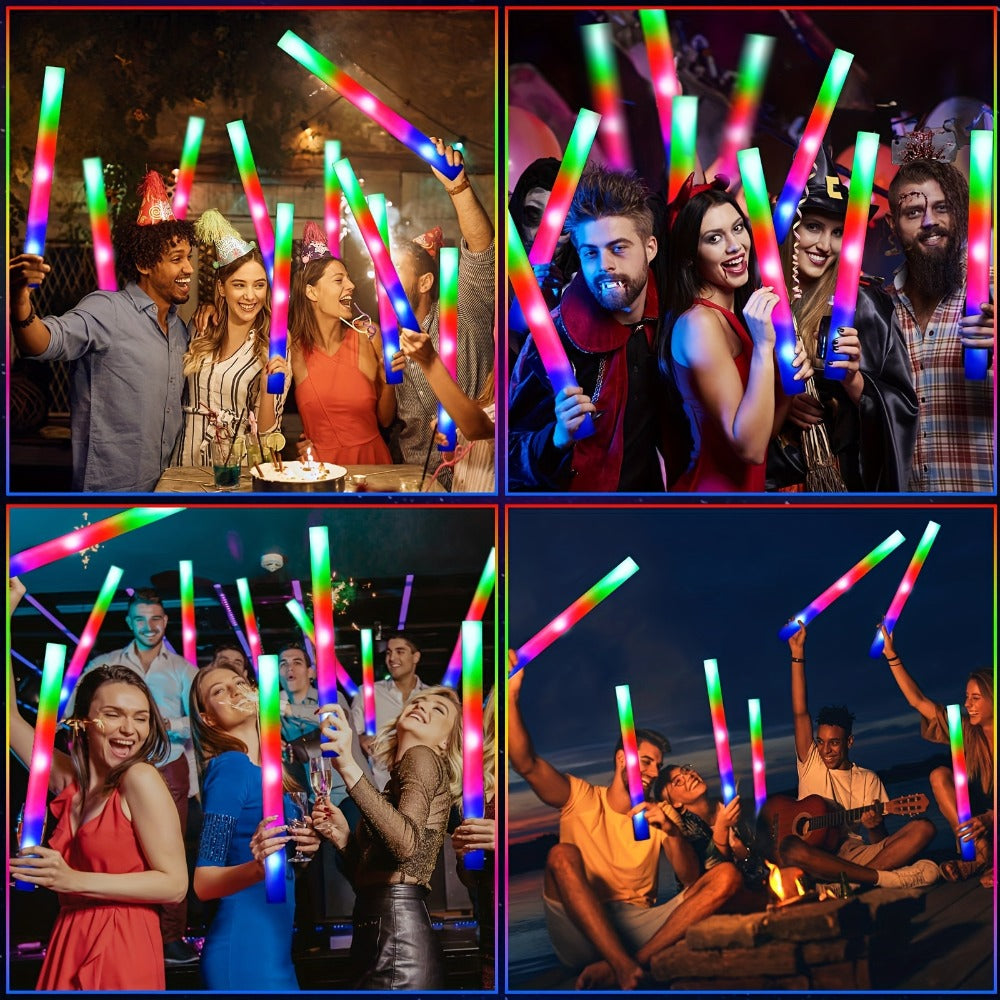 LED Glow Sticks Party Set – Foam Glow Sticks with 3 Light Modes, Glow Glasses, Headbands & Finger Lights for Rave, Wedding, Birthday, Concert, Halloween, Christmas & New Year Party Supplies, 11/36/52pcs