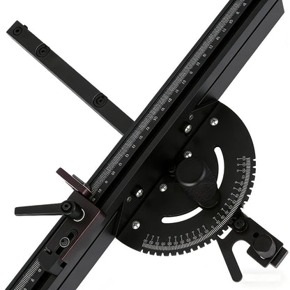 400mm Woodworking Angle Gauge with Adjustable Fence & Guide Rail – Precision Miter Measuring Tool Compatible with 30mm & 45mm T-Track for Table Saw Router