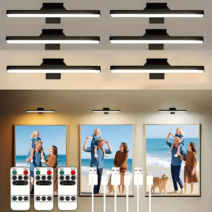 Picture Lights for Wall Battery Operated Rechargeable | Cordless LED Wall Sconce with Remote & 3 Color Temperatures – Art Light for Painting, Frame, Gallery & Dartboard, Black