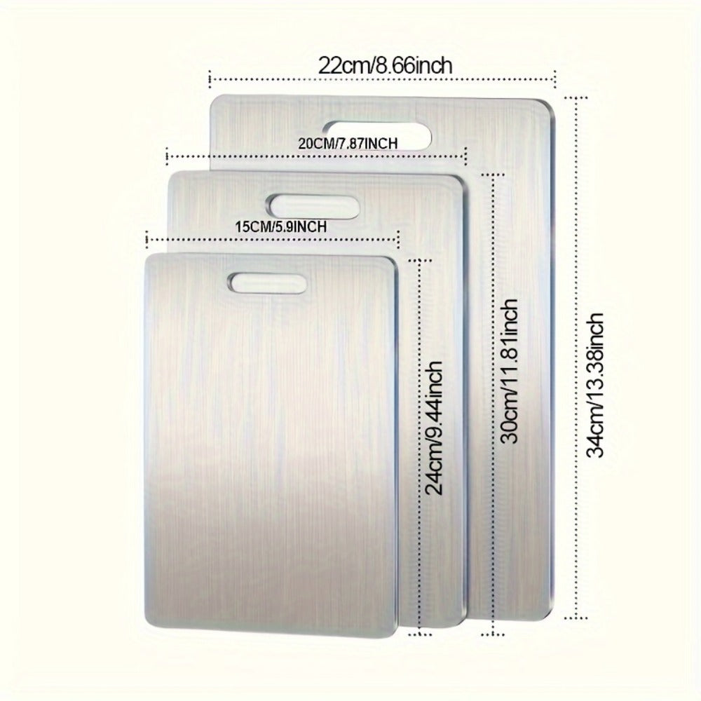 Stainless Steel Cutting Board Set of 3 – Durable BPA-Free Kitchen Cutting Boards, Rust-Resistant & Easy to Clean, Space-Saving Nested Design for Meat, Vegetables & Food Prep