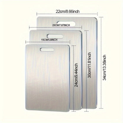 Stainless Steel Cutting Board Set of 3 – Durable BPA-Free Kitchen Cutting Boards, Rust-Resistant & Easy to Clean, Space-Saving Nested Design for Meat, Vegetables & Food Prep