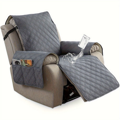 Recliner Chair Cover Waterproof Dual-Layer with Side Pockets Non-Slip Scratch Resistant Machine Washable Pet Protection 11 Colors