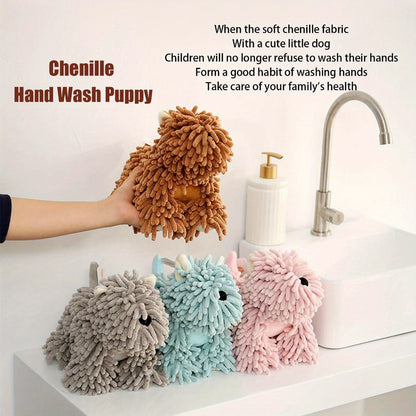 Microfiber Kitchen Towels Super Absorbent Cute Puppy Cartoon Design Dish Towels for Kitchen Bathroom Hand Towel Knit Fabric Quick Dry Blue Gray Pink Brown