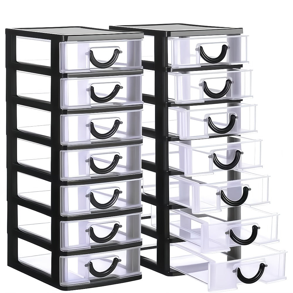 7-Drawer Desktop Organizer Clear Front Drawers Heavy-Duty Plastic Storage Box for Home Office, Jewelry, Craft & Small Parts – Space-Saving Compact Design