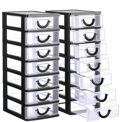 7-Drawer Desktop Organizer Clear Front Drawers Heavy-Duty Plastic Storage Box for Home Office, Jewelry, Craft & Small Parts – Space-Saving Compact Design