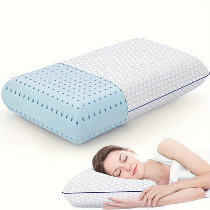 Bed Pillow for Side, Back & Stomach Sleepers – Washable Cover, Breathable Mesh, Standard Size – Blue & Grey