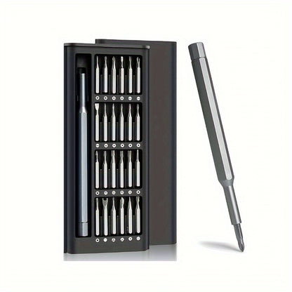 Precision Screwdriver Set 24-in-1 Multi-Functional Phone Tablet Laptop Repair Tool Kit Magnetic Bit Disassembly Removal Tools for Electronics Watch Glasses Computer DIY Repair Black Gray