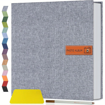 Self Adhesive Photo Album Scrapbook – Large Linen Cover Memory Book for 4x6 5x7 8x10 Photos, DIY Picture Book with Metal Pen, Gift for Mom, Baby, Wedding, Valentine's Day & Mother's Day, 40 & 60 Pages