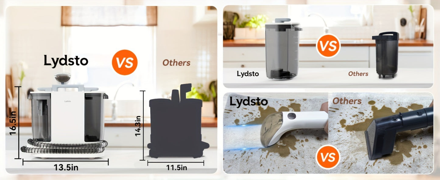 Lydsto Portable Carpet Cleaner 2-in-1 Wash & Dry | 12KPa Suction Fabric Shampooer with Self-Cleaning, 2000ml Tank, Dual Brush Heads – Deep Cleans Sofa, Car Seat & Upholstery