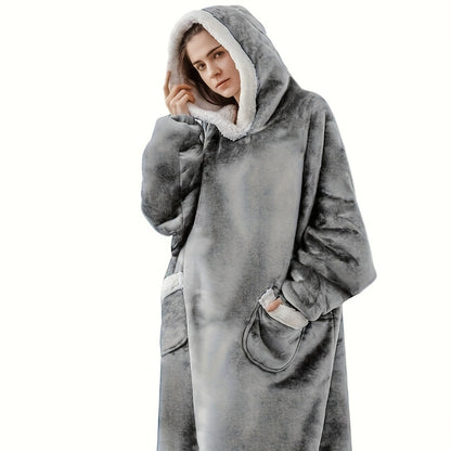 Wearable Blanket Hoodie – Oversized Flannel Sweatshirt Blanket with Pockets for Women & Men, 450-500gsm Thick Warm Winter Cozy