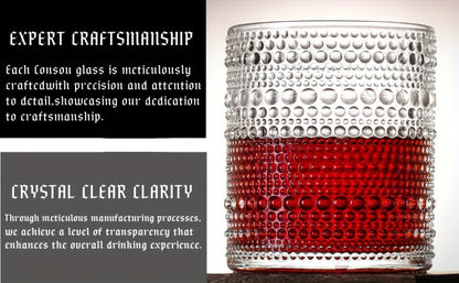 Hobnail Drinking Glasses Set of 6 – 13 Oz Large Clear Glass Cups for Water, Wine & Cocktails