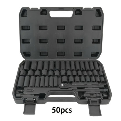 Impact Socket Set 53/54/194/518PCS – 3/8" Drive CR-V Steel | Metric 8-22mm & Imperial 5/16"-3/4" | Complete Socket Kit for Car Repair, DIY & Mechanics | Best Gift for Men