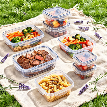 Food Storage Containers with Flip Top Lids - Leak Proof Microwave and Dishwasher Safe Plastic Lunch Boxes for Pantry Travel and Outdoor Use, Large Capacity Sets of 28, 44 or 54 Pieces with Labels and Marker Included