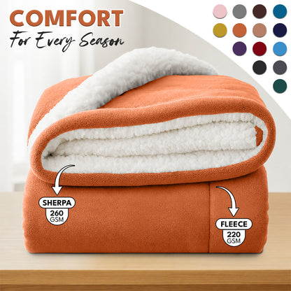 Sherpa Flannel Blanket – Double-Layer Ultra Soft Warm Throw for Bed, Sofa & Bedroom Decor, Better Sleep, 14 Colors, 3 Sizes