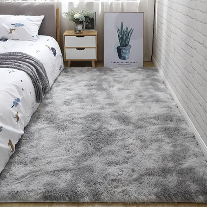 Plush Area Rug Tie-Dye & Solid Color - 100% Polyester Soft Fluffy Anti-Slip Machine Washable Carpet | Luxury Bedroom, Living Room & Sofa Floor Mat | Upscale Home Decor Rug in Multiple Colors & Sizes