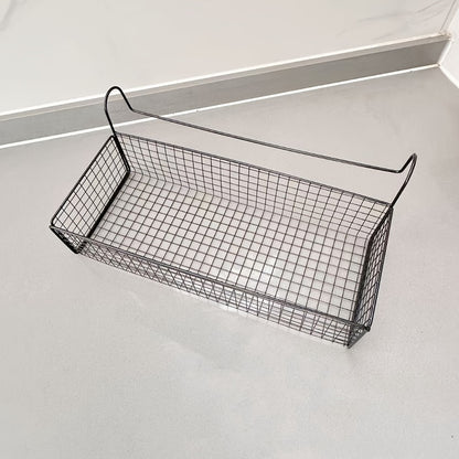 Over Door Hanging Basket Storage Rack - Woven Mesh Metal Organizer Shelf for Bedroom Dorm Wardrobe Closet, Space-Saving Wall Mounted Hanging Storage Basket