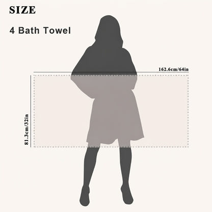 Oversized Bath Towel Set 800GSM 32x64 Inch Extra Large Microfiber - Ultra Soft Quick Dry Striped Spa Grade | Single or 4pcs Random Color | Beige White Light Blue Dark Gray | Modern Coastal Home Gift
