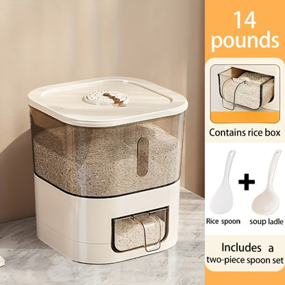Airtight Rice Container with Measuring Cup | Large Capacity Moisture-Proof Rice Dispenser for Rice, Grains, Flour, Pet Food – BPA-Free Kitchen Food Storage