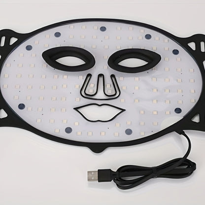 LED Face Mask 7 Color Light Therapy Photon Skin Rejuvenation Mask Portable Silicone Beauty Device USB Rechargeable Anti-Aging Acne Wrinkle Treatment for Women Men Black White