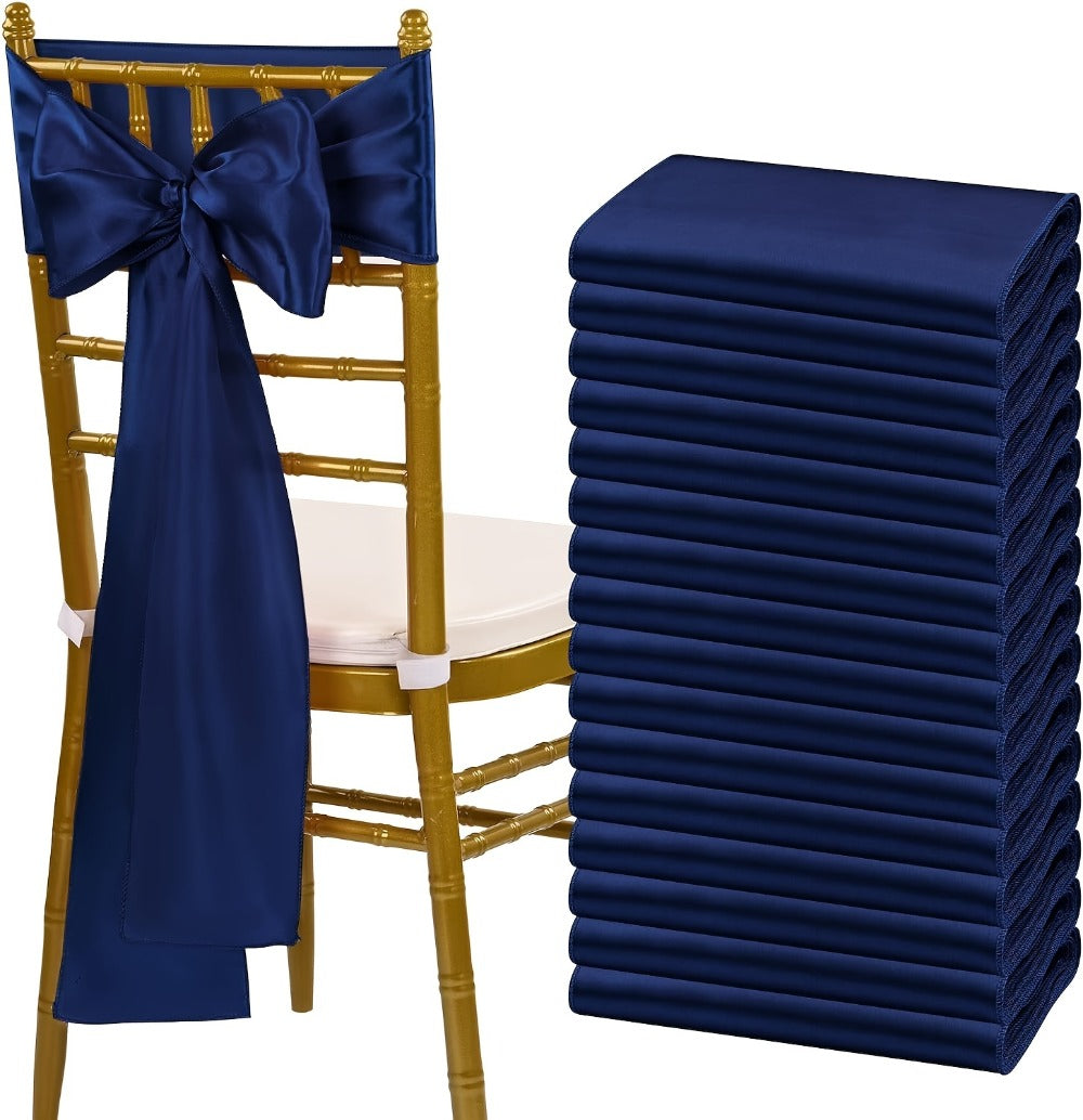100pcs Satin Chair Sashes Bows for Wedding Banquet Party Event Decoration – 13 Colors, 18×275cm