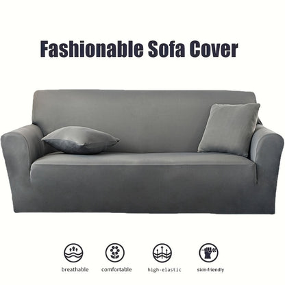 Stretch Sofa Cover Elastic Band | Milk Fiber Fabric Slipcover, Machine Washable Polyester Spandex, 1 to 4 Seater Armchair Couch Cover, Red Gray Blue Black Coffee, Home Decor