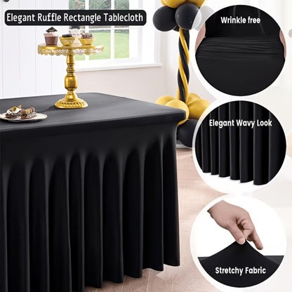 Tablecloth with Skirt for Rectangular Tables – Anti-Wrinkle Table Cover in Black, White & Red, Elegant Table Skirt for Wedding, Birthday, Christmas, Halloween, Thanksgiving & Party Events, 1 or 2 Pack