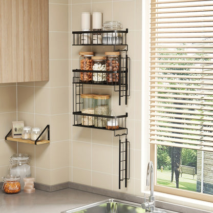 Floating Wall Shelf 3 Tier Black Metal Ladder Shelf - Fire Escape Decorative Wall Shelves for Bedroom, Bathroom, Home Office Storage and Display, Room Decor, Wall Art Shelf