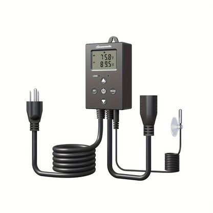 Digital Temperature Controller Thermostat Outlet Heating Cooling Mode 14°F-140°F LCD Display Buzzer Alarm 120V 10A 1200W for Freezer Greenhouse Reptile Aquarium Incubator Home Brewing