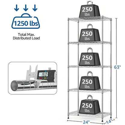 Metal Storage Shelving Unit Heavy Duty Adjustable 4 5 Tier Steel Shelf Rack for Garage Kitchen Pantry Workshop Black Chrome MZG