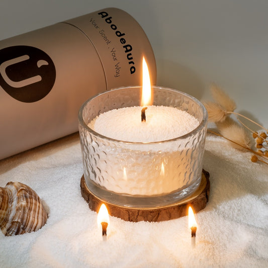 Multi-Wick Scented Candle 18 oz - Palm Wax Long Burning Candle in Glass Jar 30 Wicks Refillable Sand Candle for Home Decor Bedroom Living Room Aromatherapy Gift