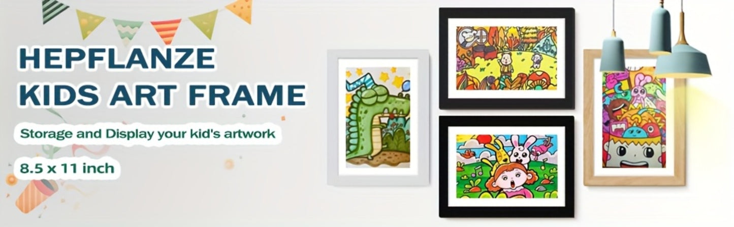 Kids Art Frame Changeable Front-Opening Display – Children Artwork Picture Frame for 8.5x11 & 10x12.5 Drawings, Paintings & School Projects, Perfect Christmas & Holiday Gift, White / Wood / Black, 2/4/8 Pack