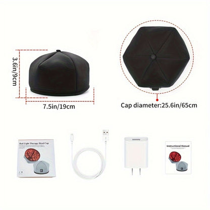 Red Light Therapy Cap for Hair Growth & Scalp Care – 120 LEDs, 630nm Red Light & 820nm Near Infrared, Wearable LED Hair Therapy Helmet, Father's Day Gift for Men & Women, Black & Gray