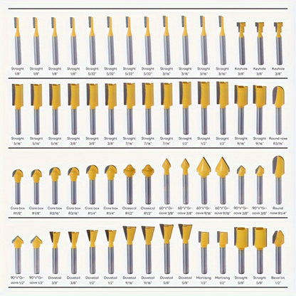 Carbide Router Bit Set 15 100PCS 1/4 Inch Shank Multi-Purpose Milling Carving Bits for Wood Fine Routing Engraving Professional Beginner Woodworking Tool Kit
