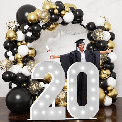 Marquee Number Lights 4 Feet Tall LED Light Up Numbers 0-9 20 for Birthday Party Anniversary Graduation Decoration 11 Colors 3 Flash Modes Foam Board String Lights Included