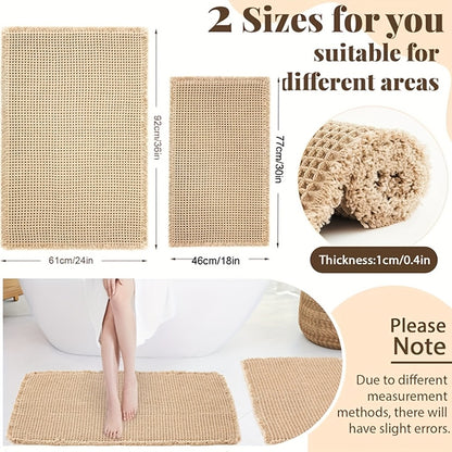 Non-Slip Bath Mat with Tassels Super Absorbent Ultra Soft Machine Washable Bathroom Rug with Anti-Skid Backing 2 Sizes